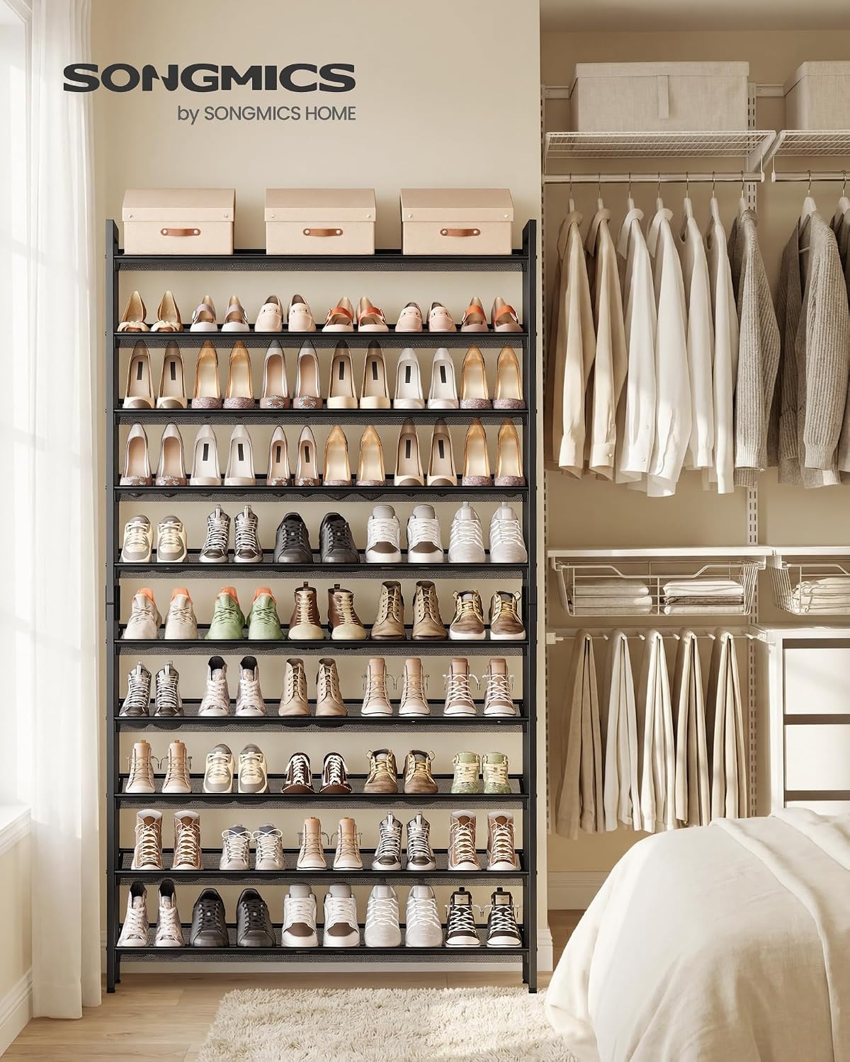 image:imageSONGMICS Metal Shoe Rack 10Tier Shoe Organizer Holds 5060 PairsInk Black