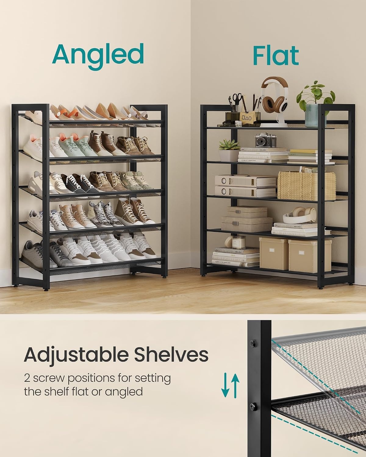 image:imageSONGMICS Metal Shoe Rack 10Tier Shoe Organizer Holds 5060 PairsInk Black