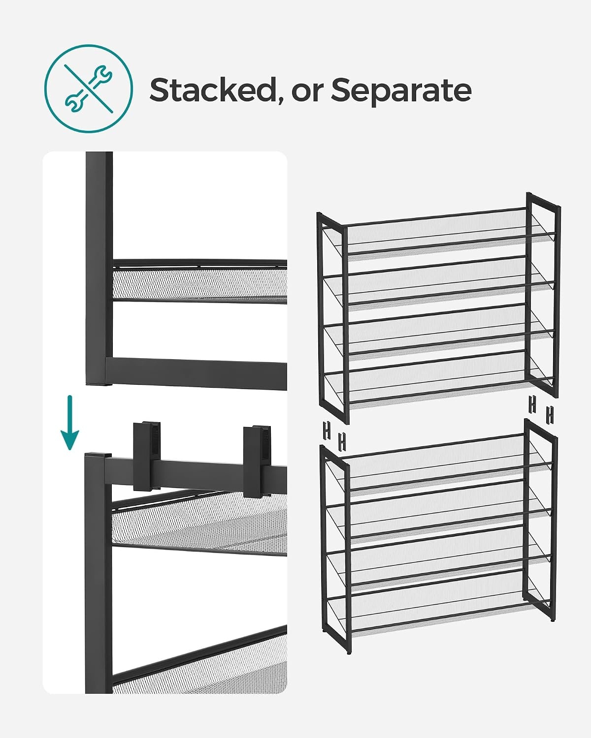 image:imageSONGMICS Metal Shoe Rack 10Tier Shoe Organizer Holds 5060 PairsInk Black