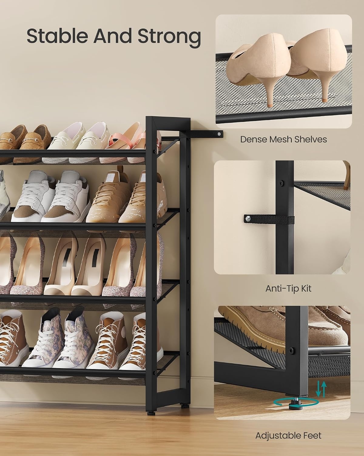 image:imageSONGMICS Metal Shoe Rack 10Tier Shoe Organizer Holds 5060 PairsInk Black
