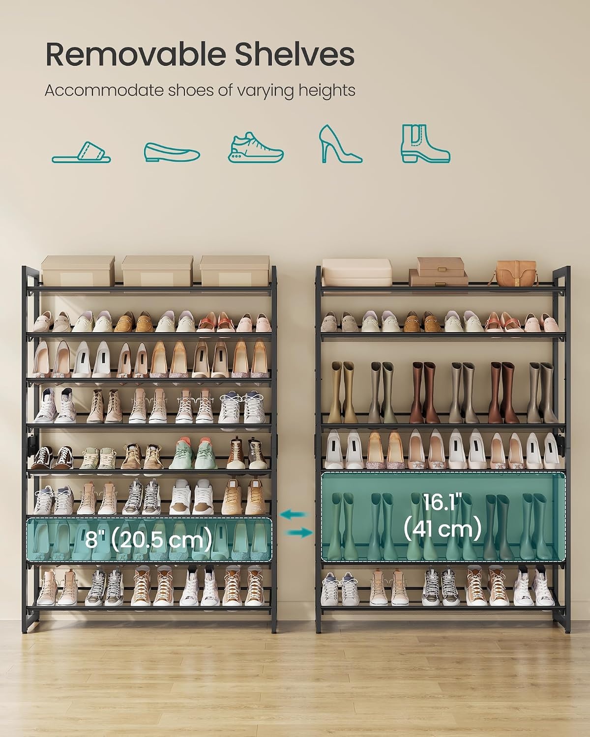 image:imageSONGMICS Metal Shoe Rack 10Tier Shoe Organizer Holds 5060 PairsInk Black