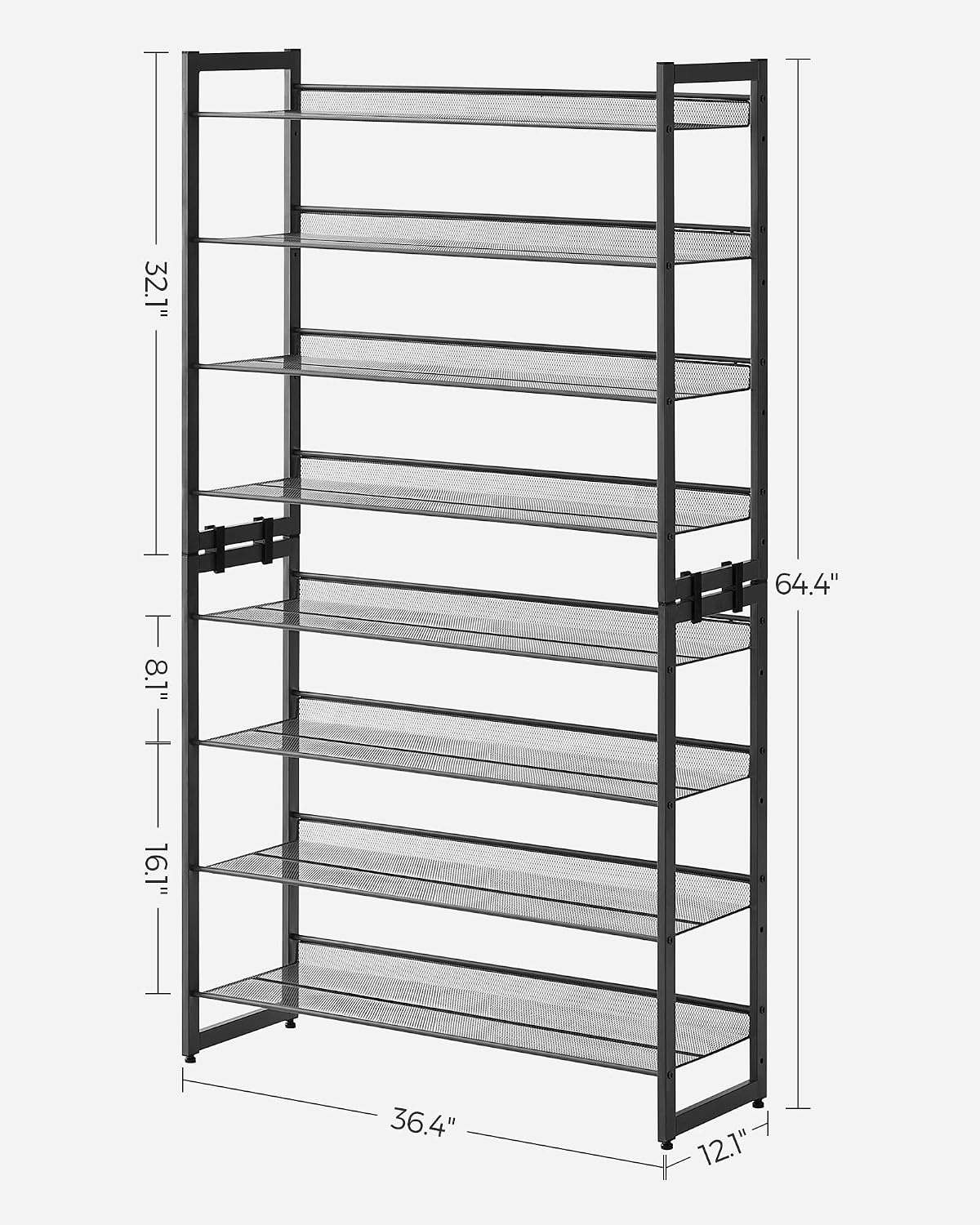 image:imageSONGMICS Metal Shoe Rack 10Tier Shoe Organizer Holds 5060 PairsInk Black
