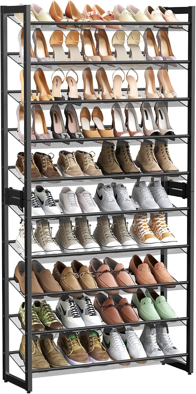 image:imageSONGMICS Metal Shoe Rack 10Tier Shoe Organizer Holds 5060 PairsInk Black