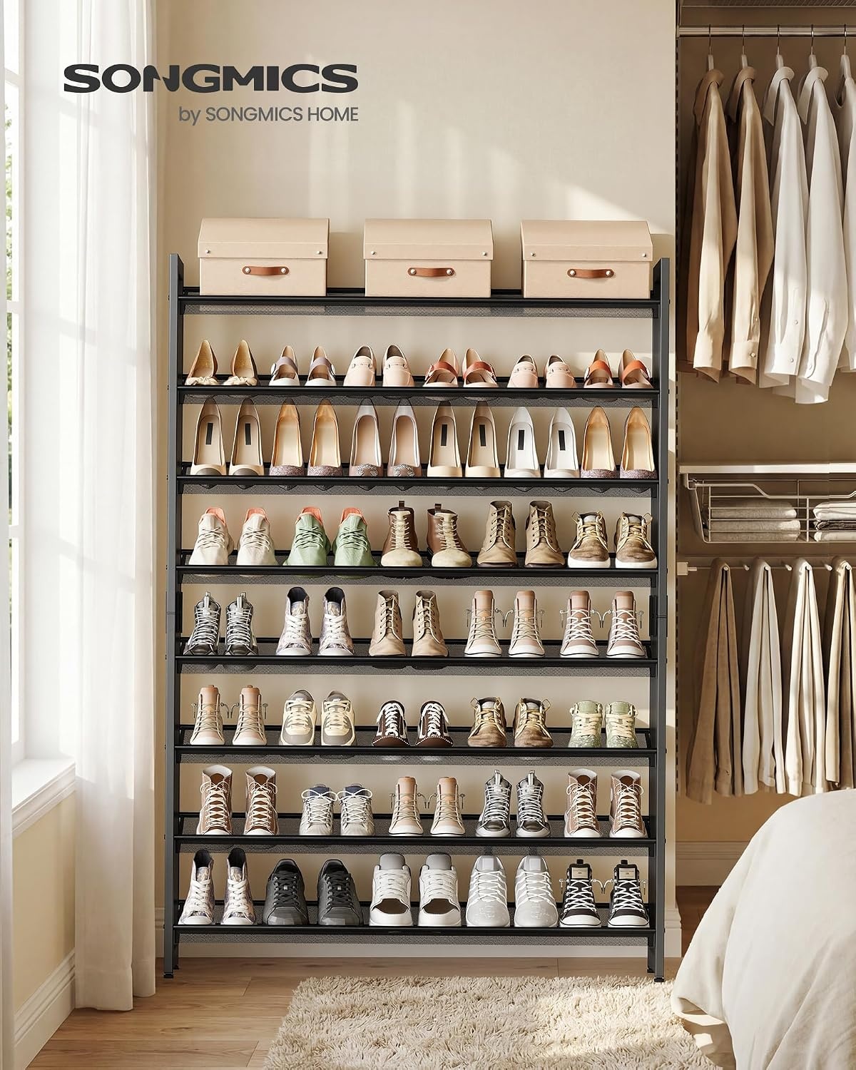 image:imageSONGMICS Metal Shoe Rack 10Tier Shoe Organizer Holds 5060 PairsInk Black