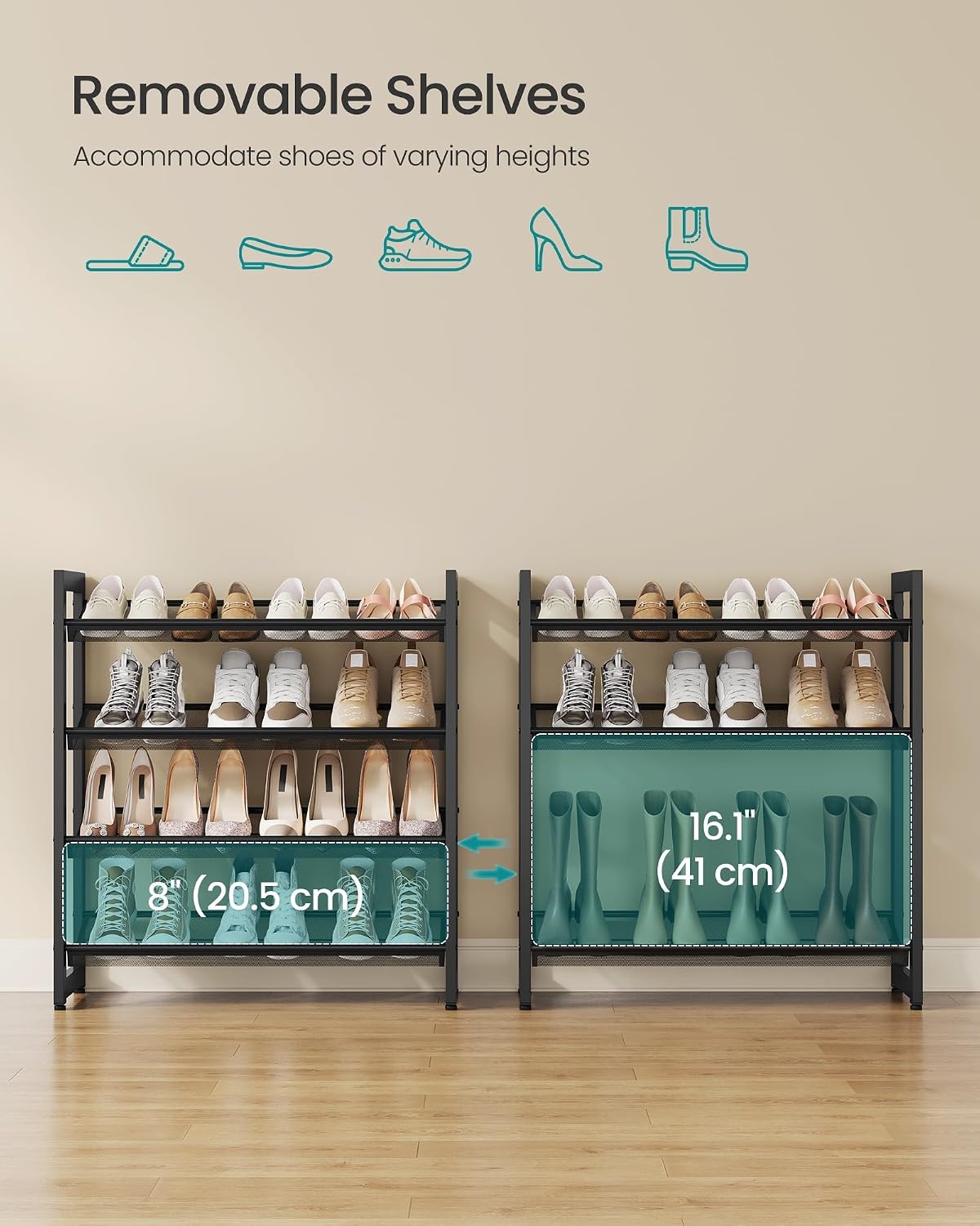 image:imageSONGMICS Metal Shoe Rack 10Tier Shoe Organizer Holds 5060 PairsInk Black