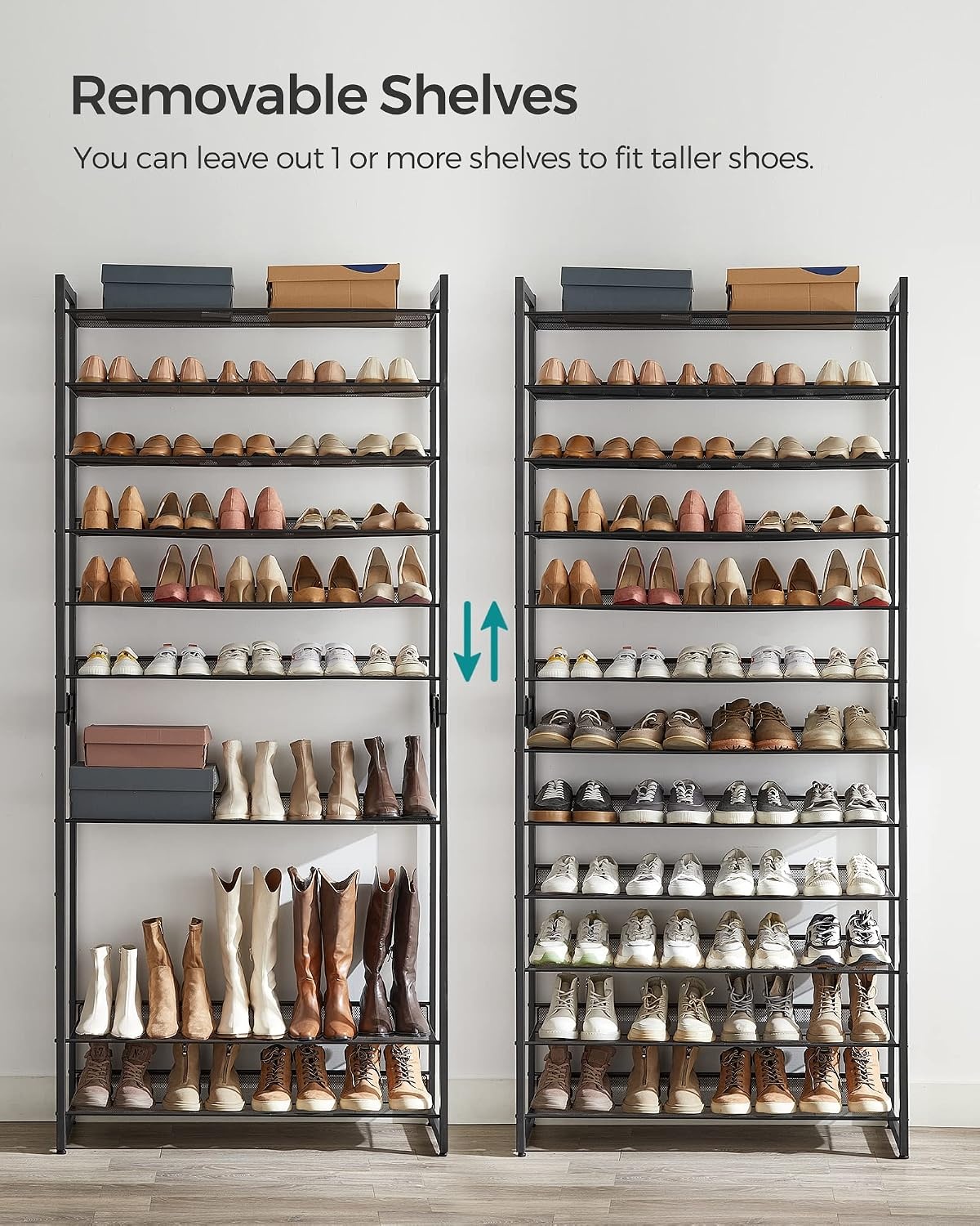 image:imageSONGMICS Metal Shoe Rack 10Tier Shoe Organizer Holds 5060 PairsInk Black