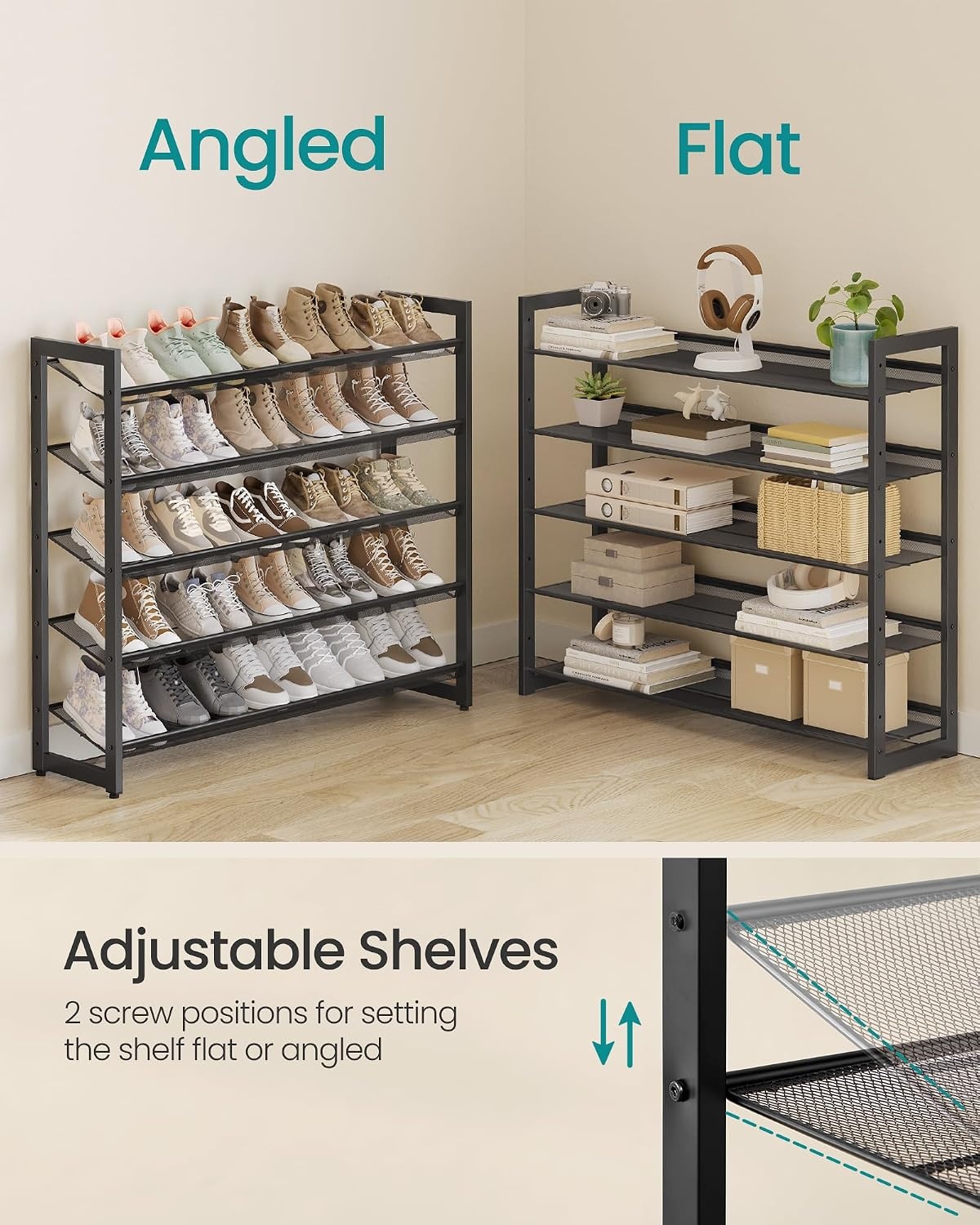 image:imageSONGMICS Metal Shoe Rack 10Tier Shoe Organizer Holds 5060 PairsInk Black