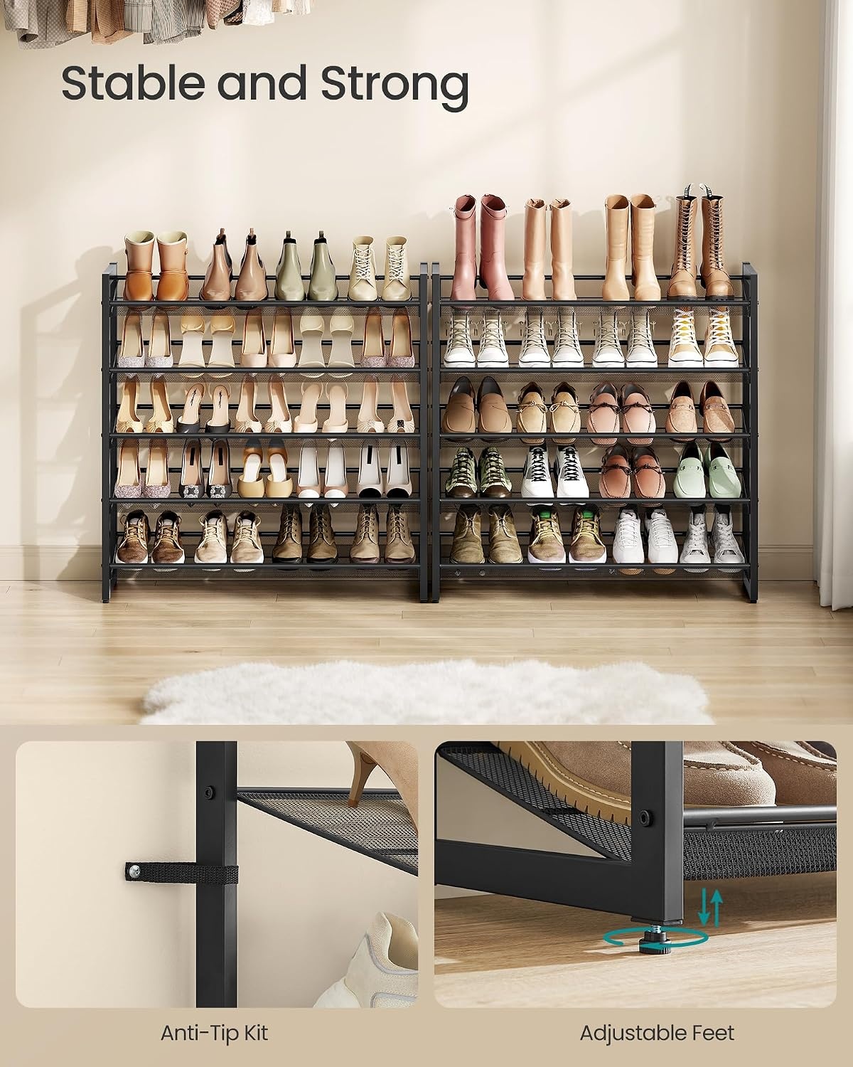 image:imageSONGMICS Metal Shoe Rack 10Tier Shoe Organizer Holds 5060 PairsInk Black