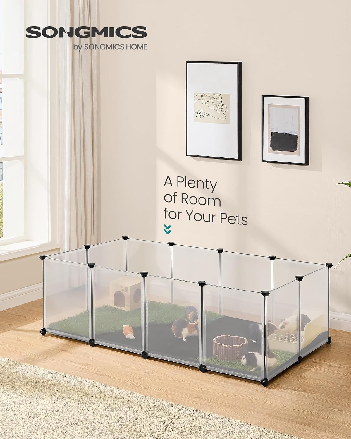 image:imageSONGMICS Pet Playpen 2Tier Steel Pen with RoofFull White