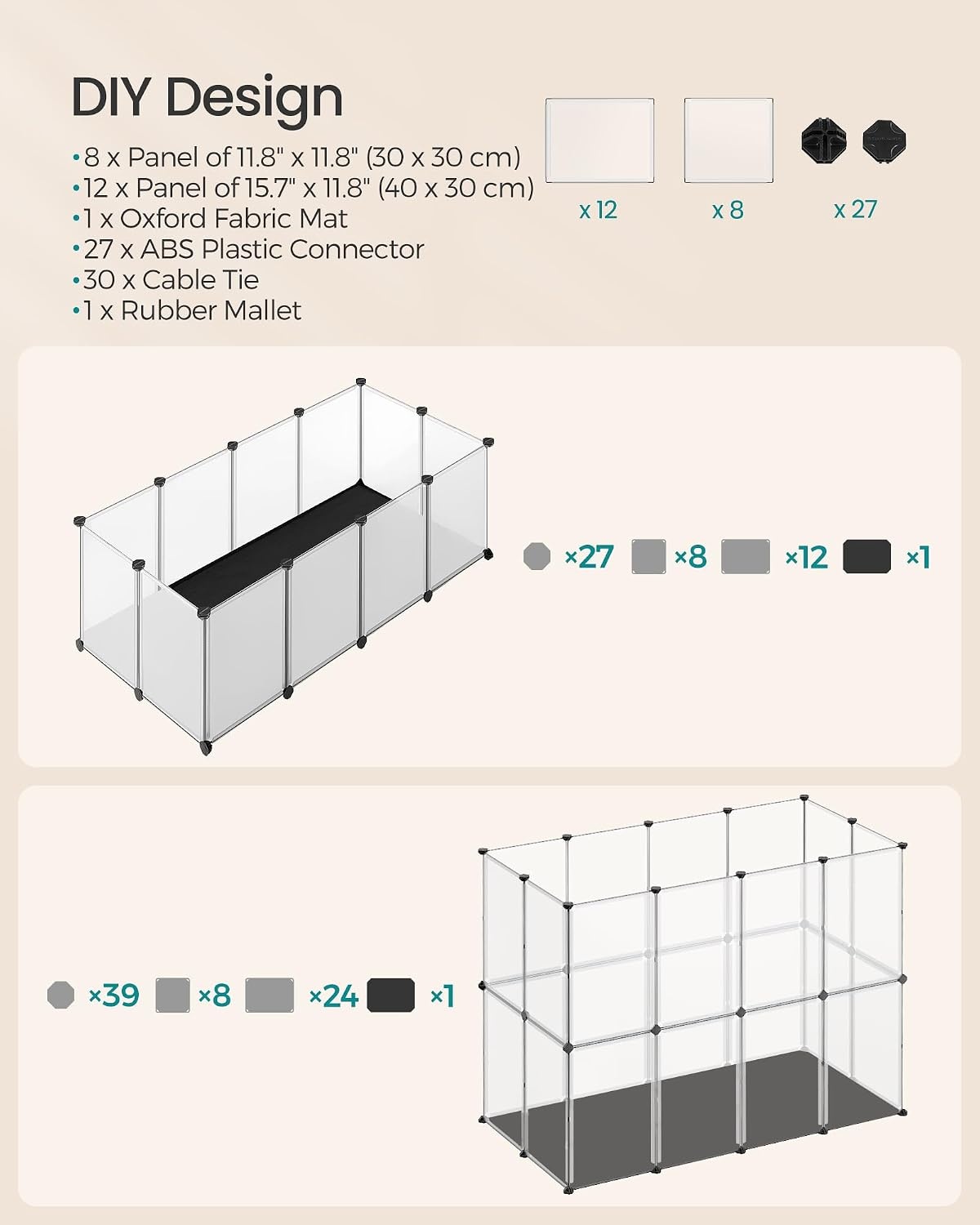 image:imageSONGMICS Pet Playpen 2Tier Steel Pen with RoofFull White