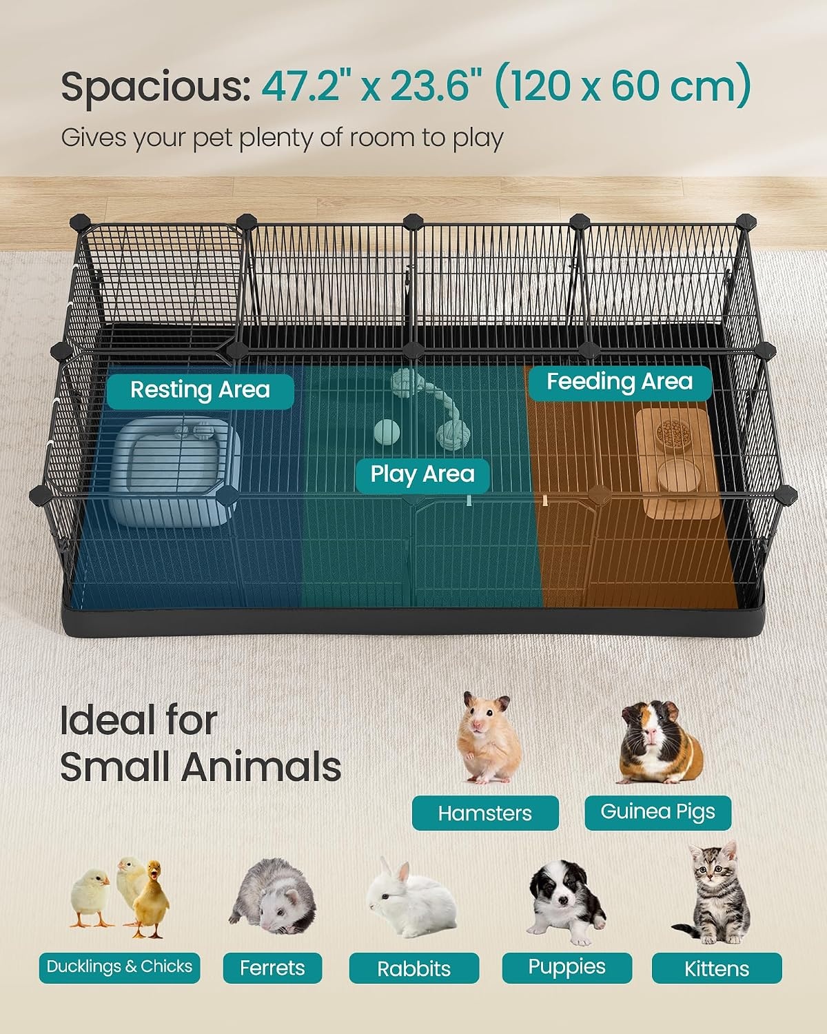 image:imageSONGMICS Pet Playpen 2Tier Steel Pen with RoofInk Black