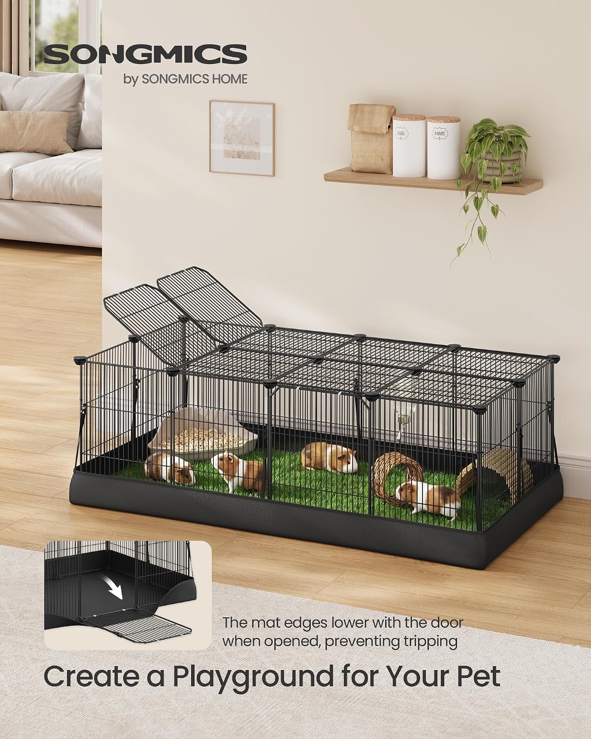 image:imageSONGMICS Pet Playpen 2Tier Steel Pen with RoofInk Black