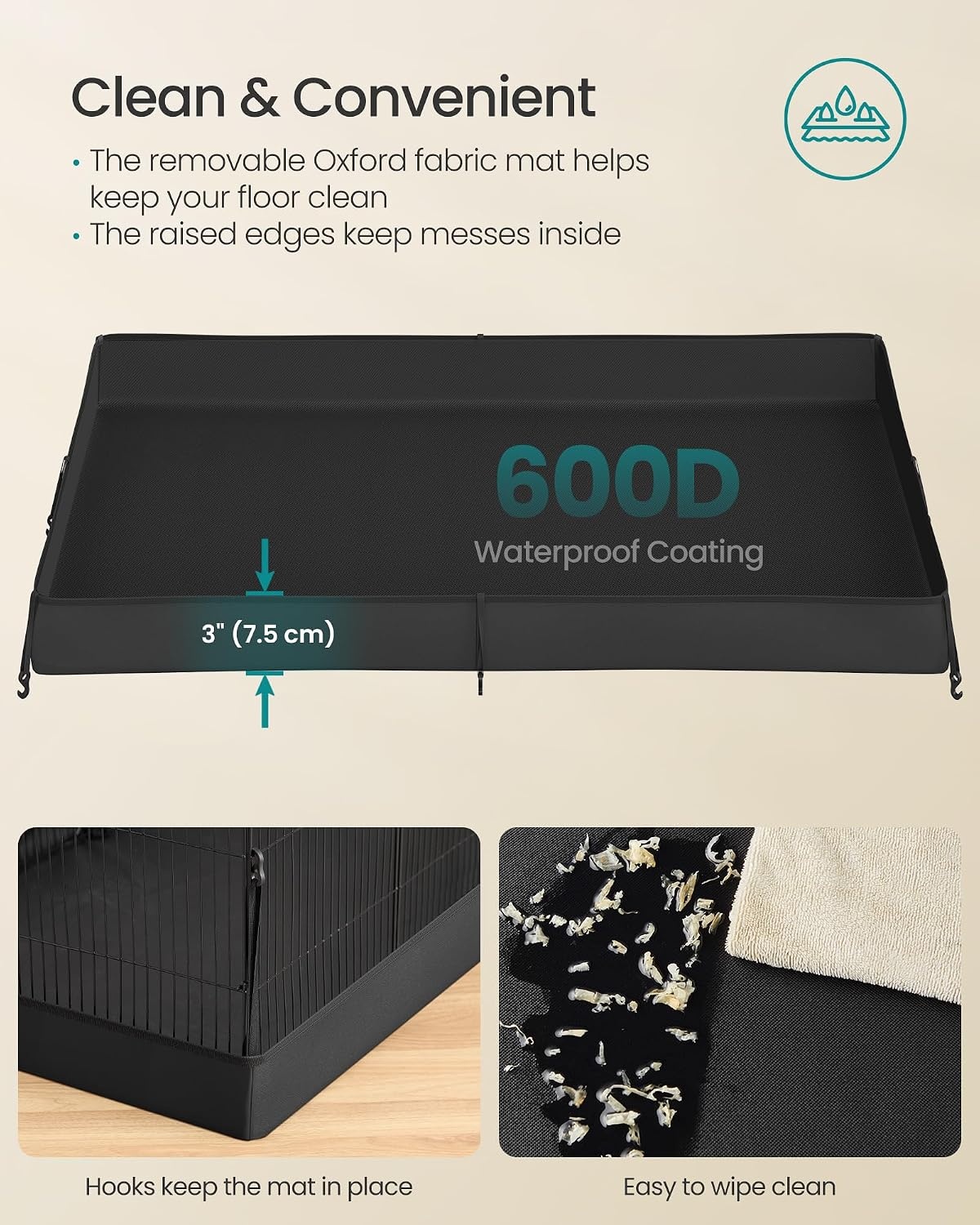 image:imageSONGMICS Pet Playpen 2Tier Steel Pen with RoofInk Black