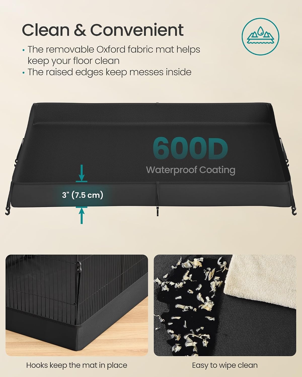 image:imageSONGMICS Pet Playpen 2Tier Steel Pen with RoofInk Black