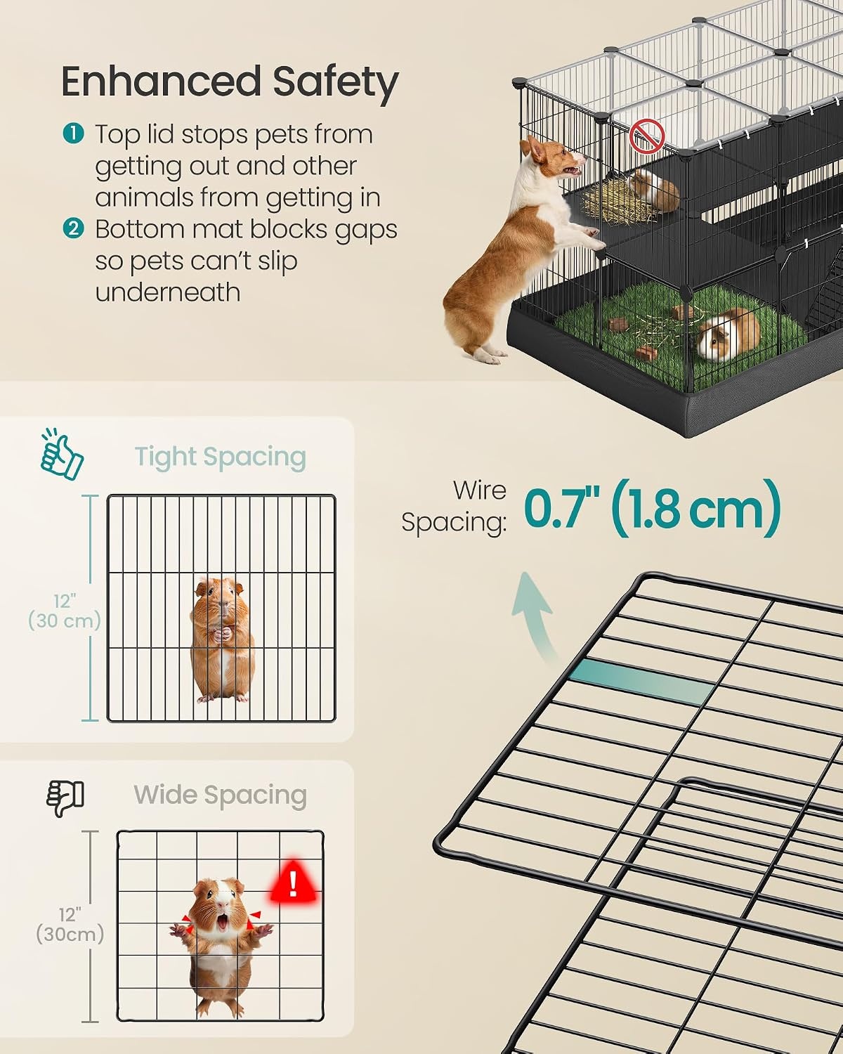 image:imageSONGMICS Pet Playpen 2Tier Steel Pen with RoofInk Black