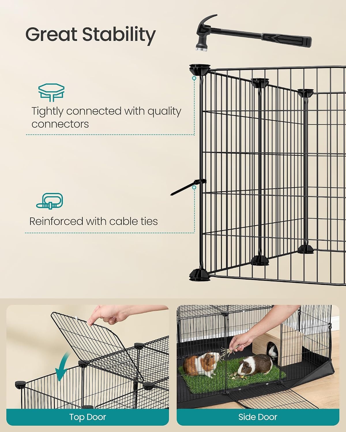 image:imageSONGMICS Pet Playpen 2Tier Steel Pen with RoofInk Black