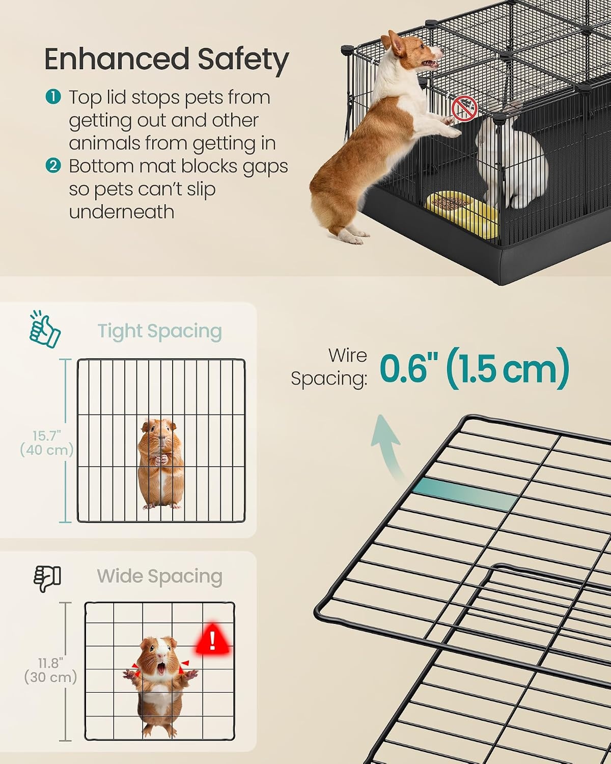 image:imageSONGMICS Pet Playpen 2Tier Steel Pen with RoofInk Black