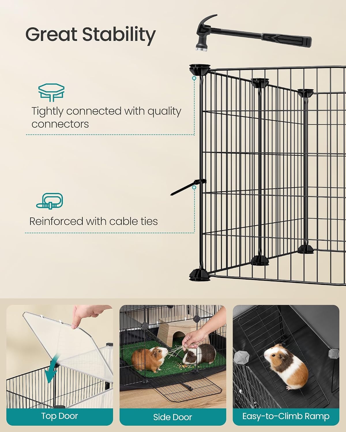 image:imageSONGMICS Pet Playpen 2Tier Steel Pen with RoofInk Black