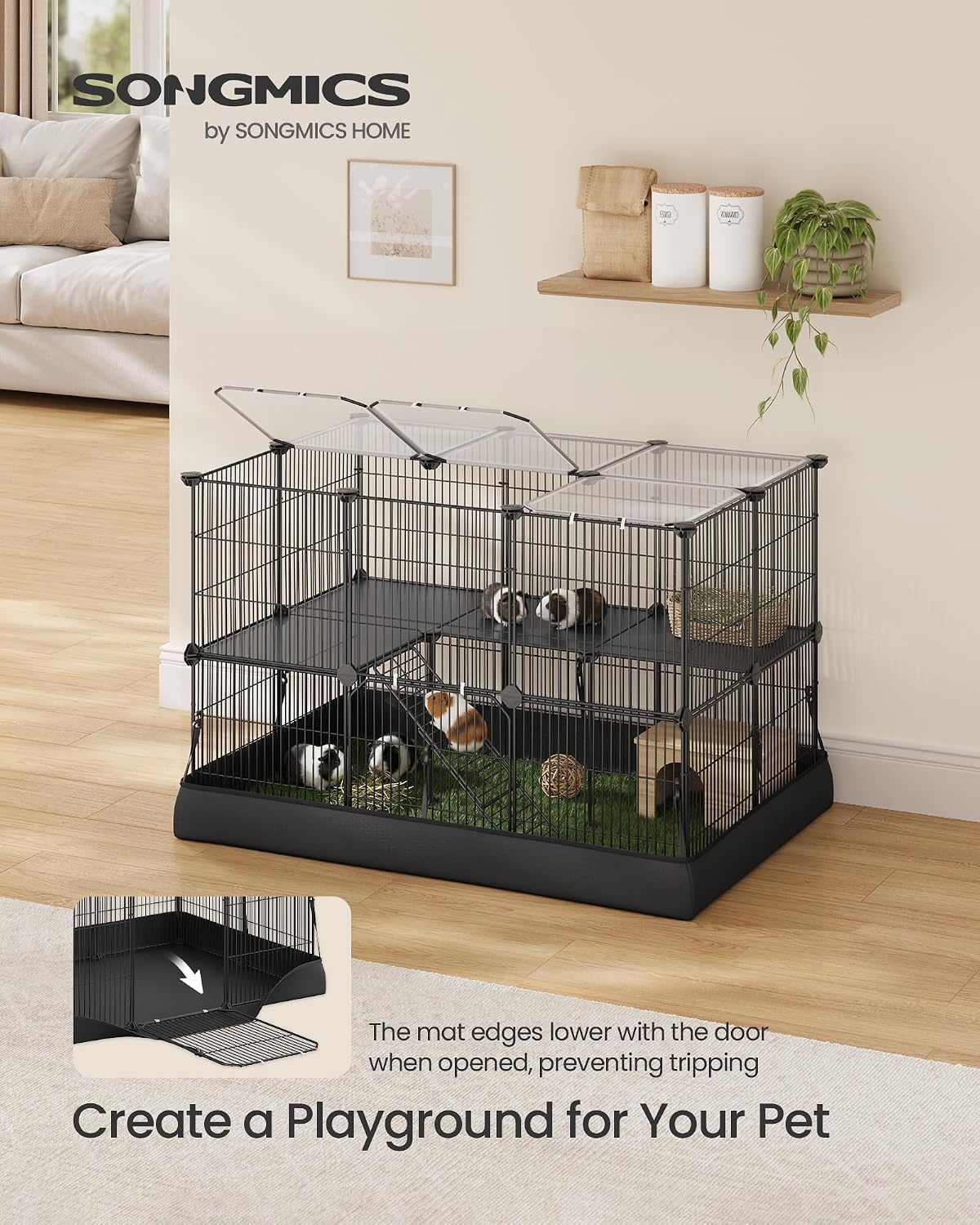 image:imageSONGMICS Pet Playpen 2Tier Steel Pen with RoofInk Black