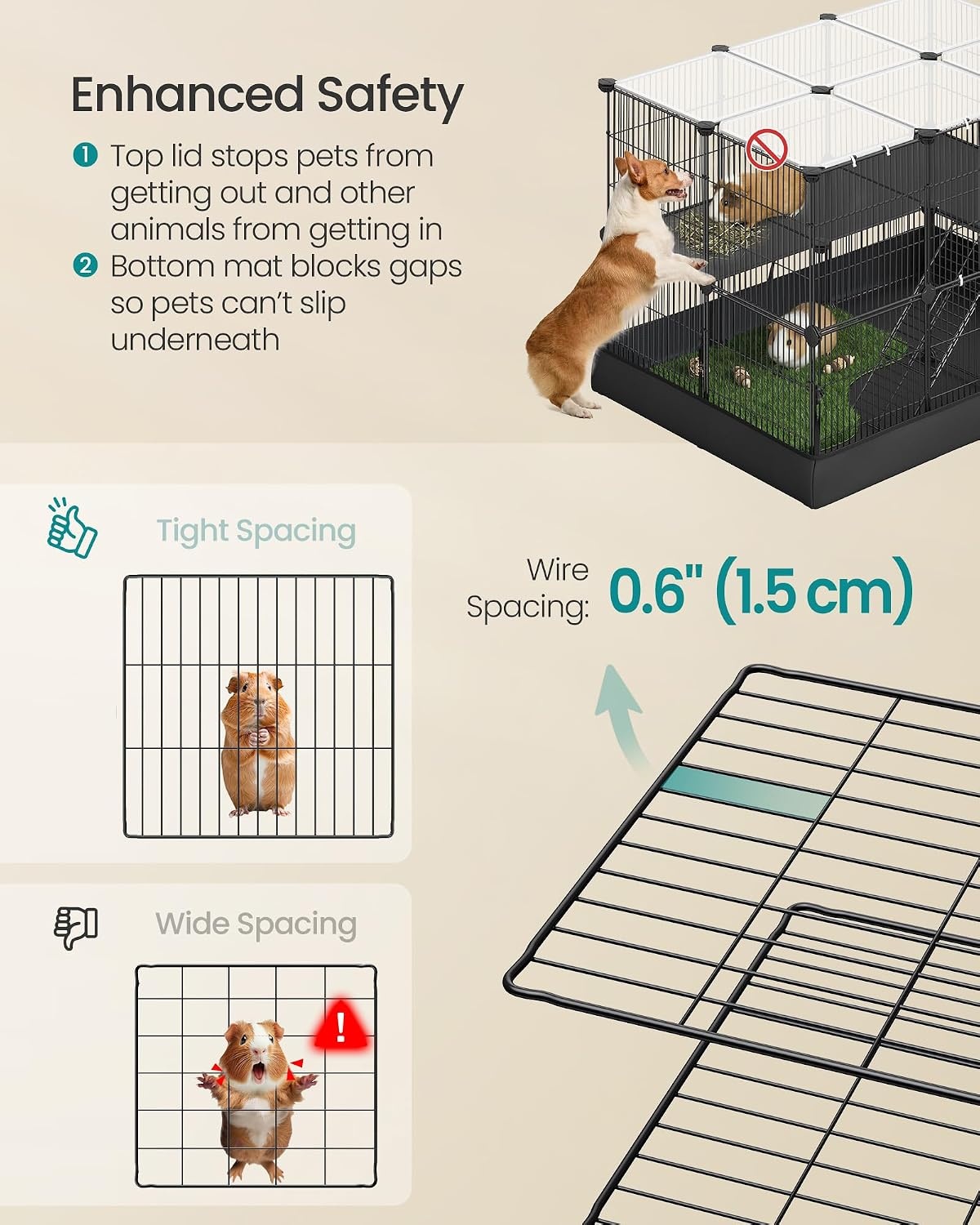 image:imageSONGMICS Pet Playpen 2Tier Steel Pen with RoofInk Black