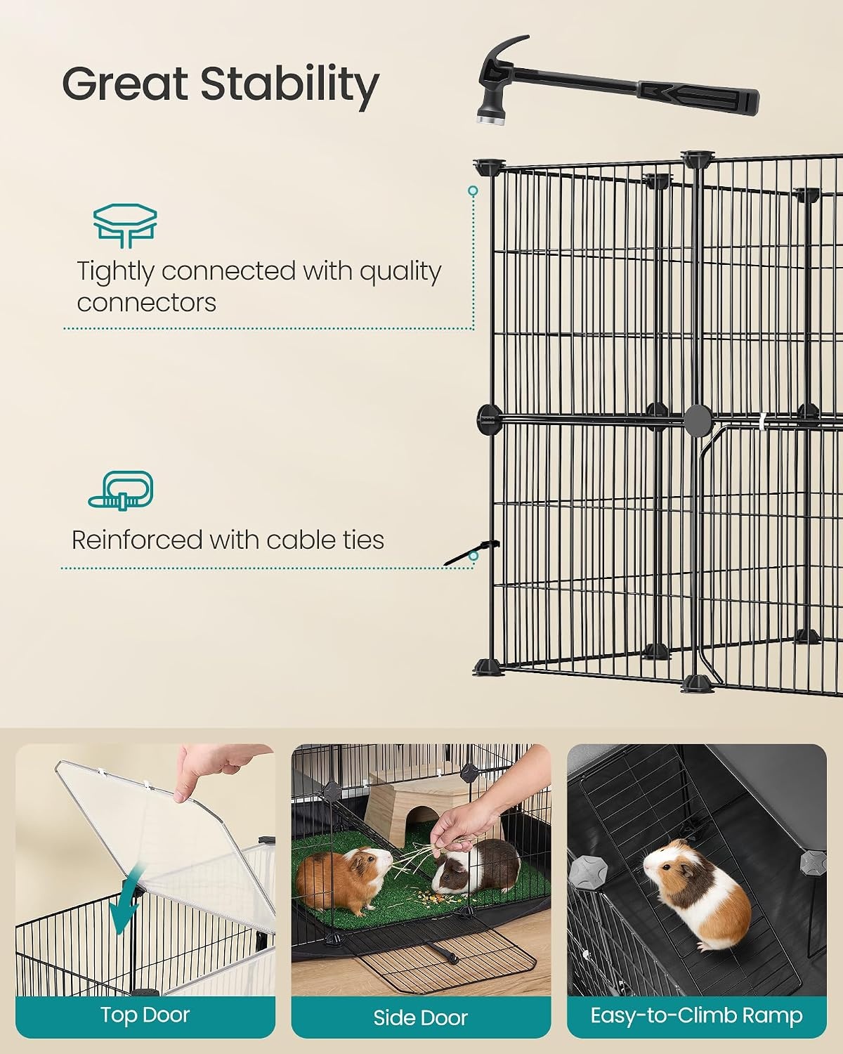 image:imageSONGMICS Pet Playpen 2Tier Steel Pen with RoofInk Black