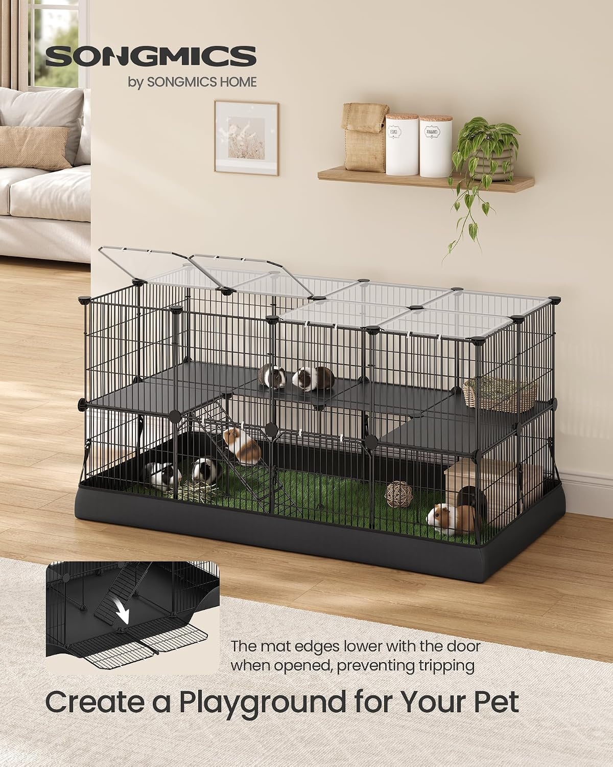 image:imageSONGMICS Pet Playpen 2Tier Steel Pen with RoofInk Black