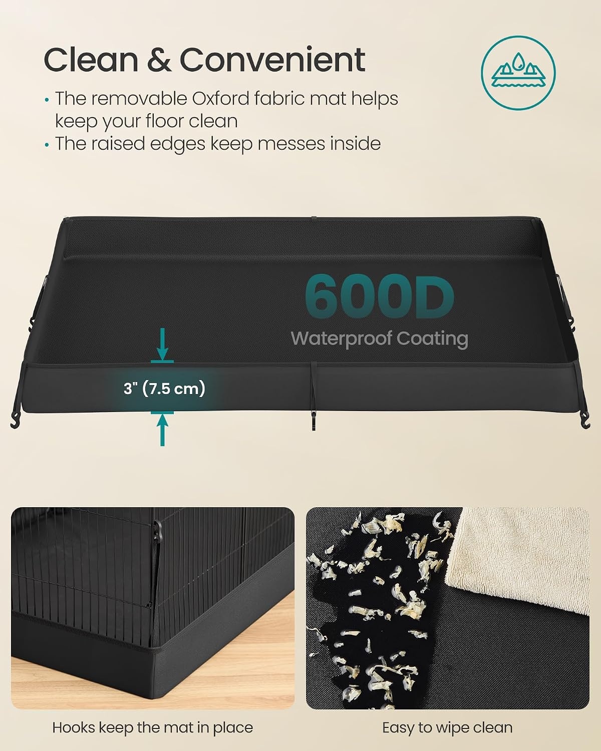 image:imageSONGMICS Pet Playpen 2Tier Steel Pen with RoofInk Black