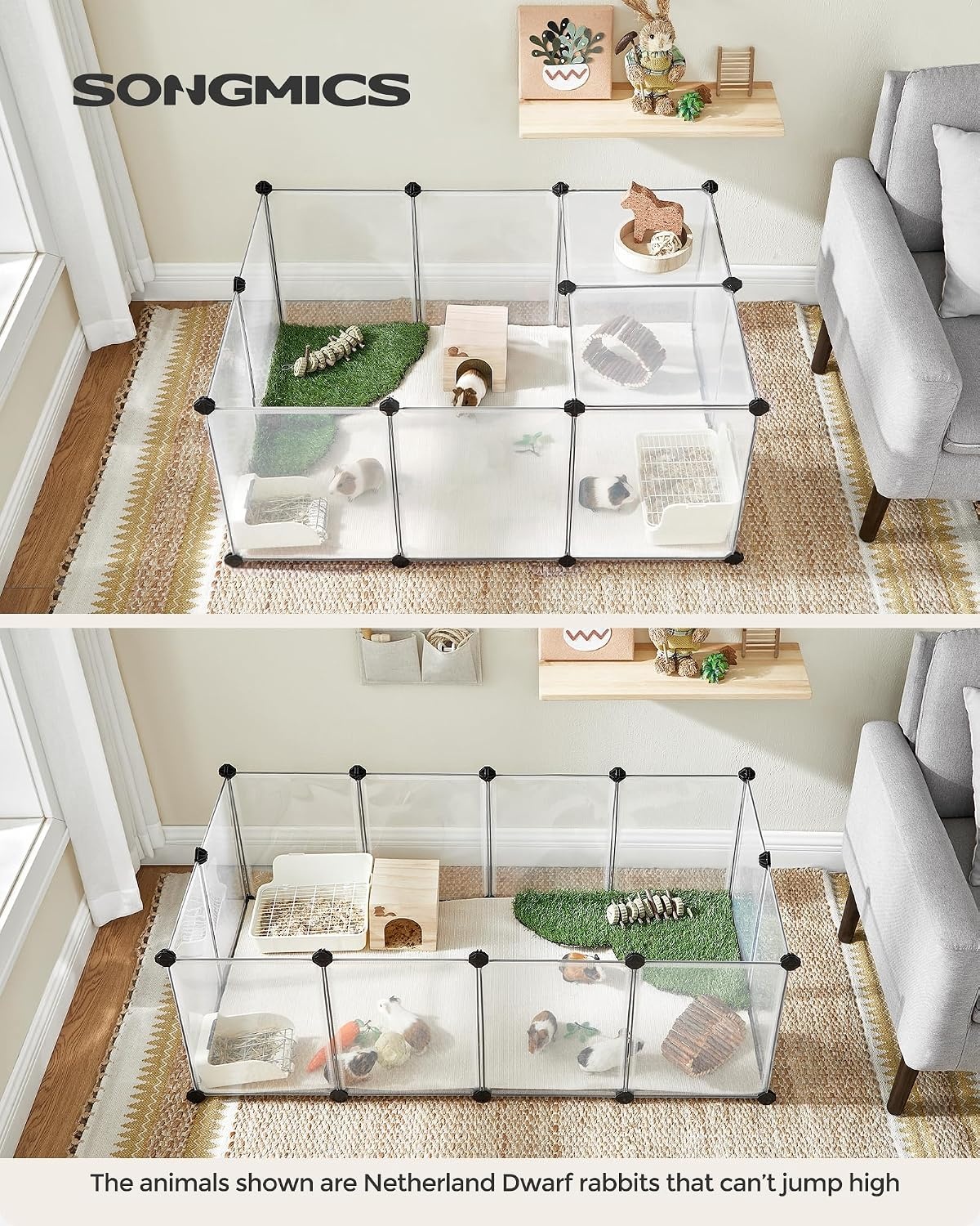 image:imageSONGMICS Pet Playpen 2Tier Steel Pen with RoofWhite