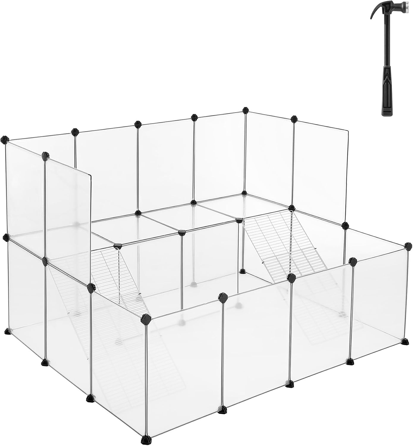 image:imageSONGMICS Pet Playpen 2Tier Steel Pen with RoofWhite