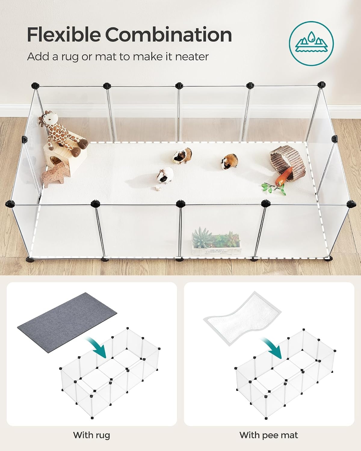 image:imageSONGMICS Pet Playpen 2Tier Steel Pen with RoofWhite