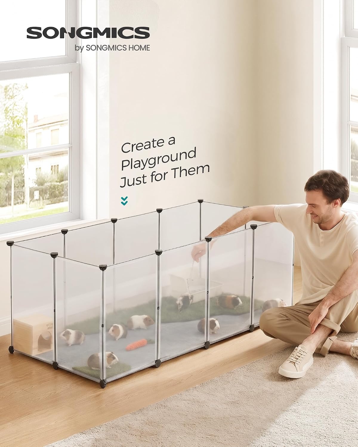image:imageSONGMICS Pet Playpen 2Tier Steel Pen with RoofWhite