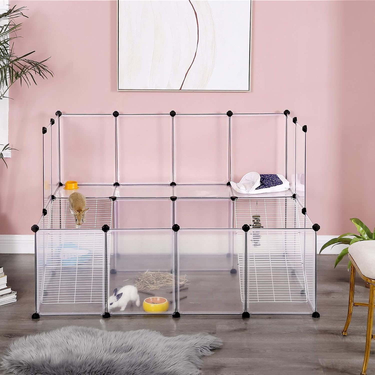 image:imageSONGMICS Pet Playpen 2Tier Steel Pen with RoofWhite