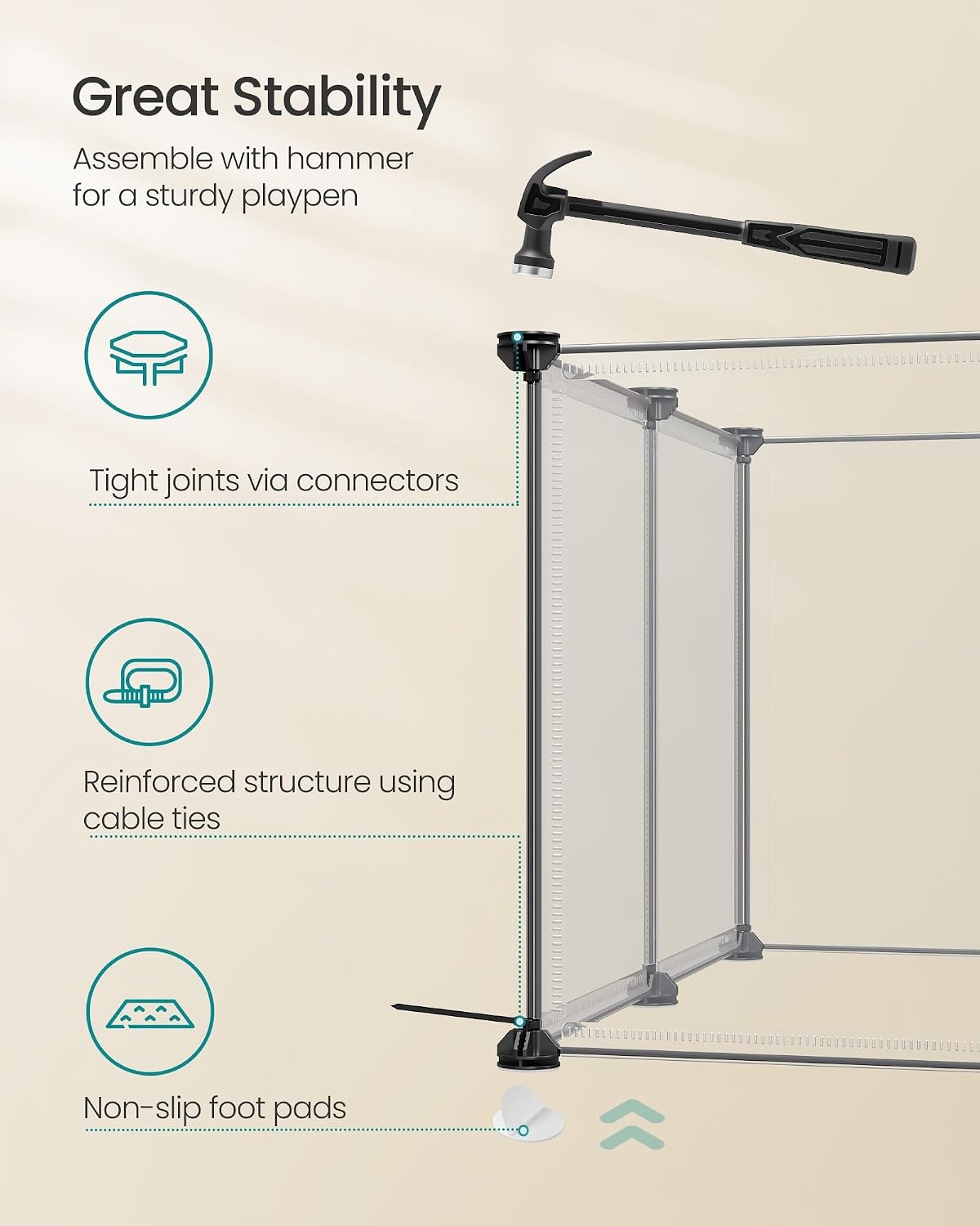 image:imageSONGMICS Pet Playpen 2Tier Steel Pen with RoofWhite