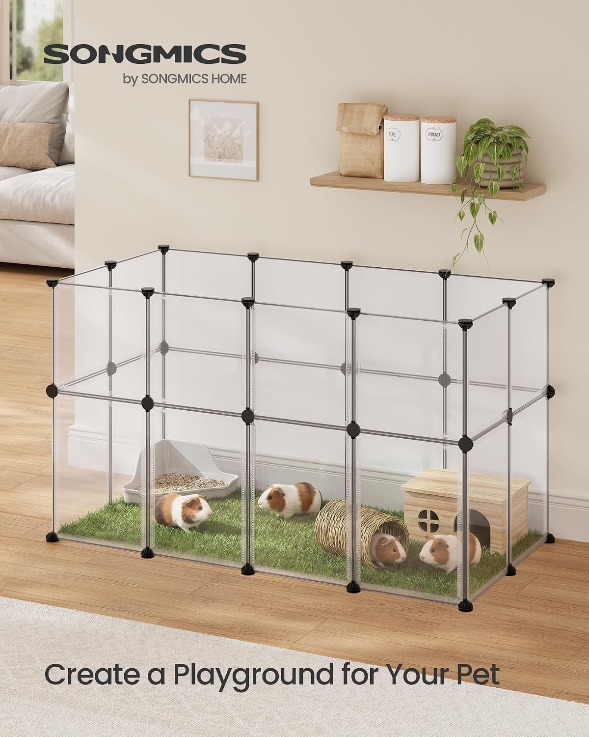 image:imageSONGMICS Pet Playpen 2Tier Steel Pen with RoofWhite