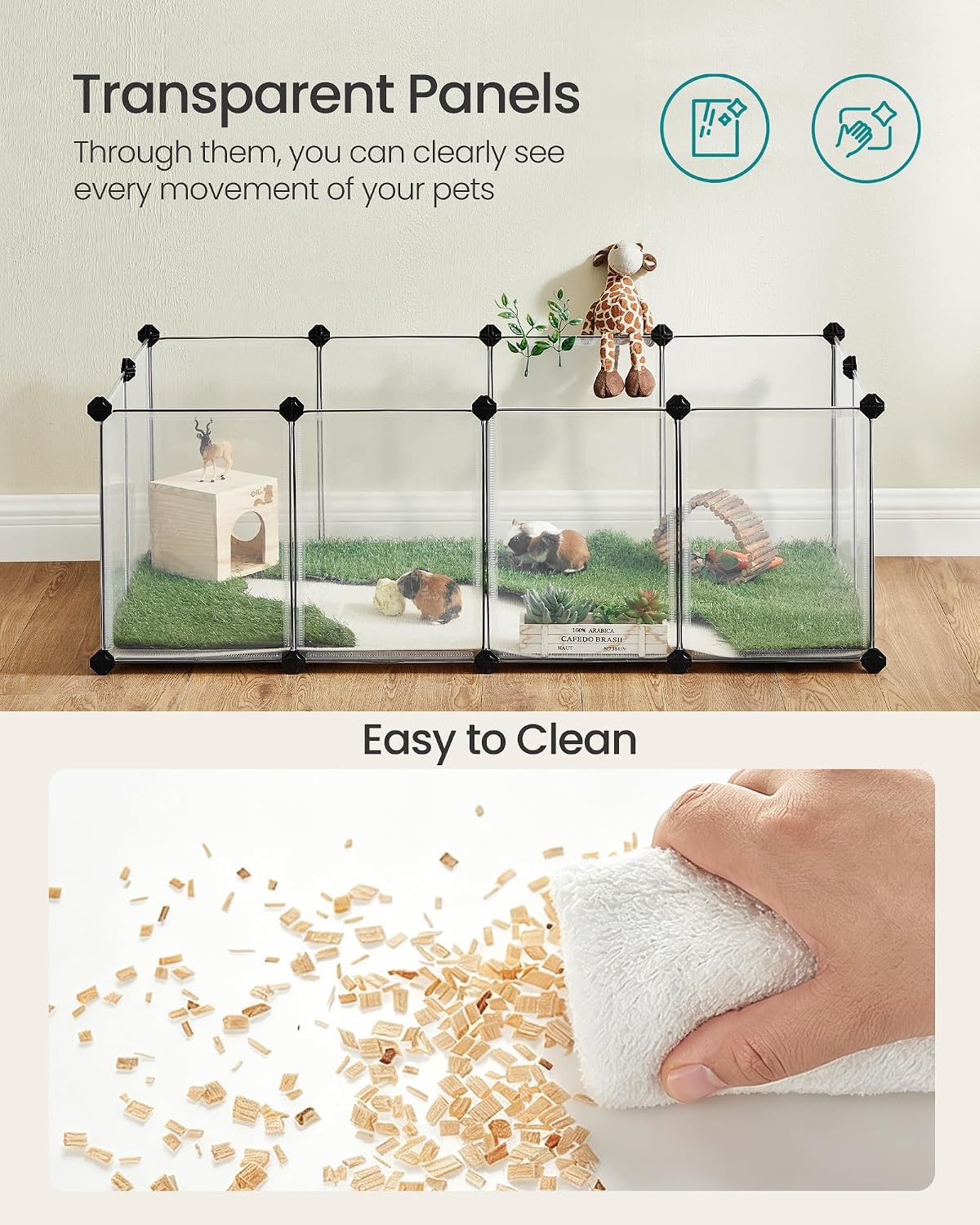 image:imageSONGMICS Pet Playpen 2Tier Steel Pen with RoofWhite