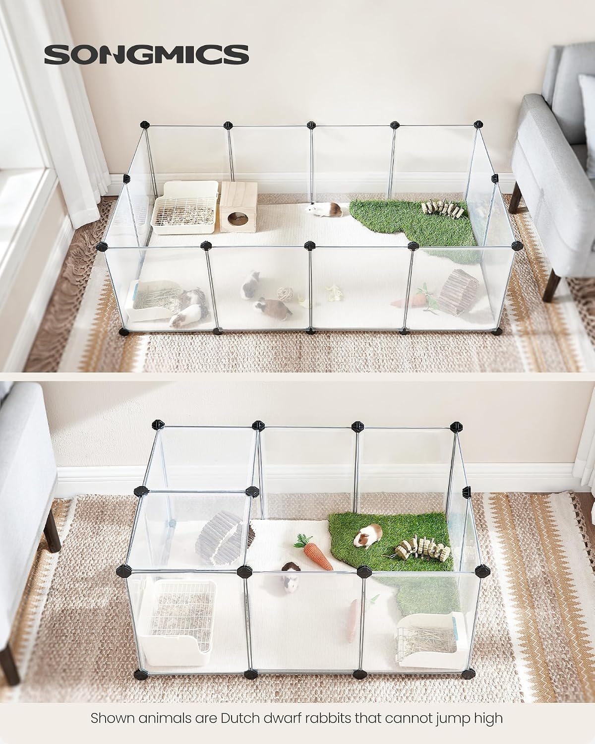 image:imageSONGMICS Pet Playpen 2Tier Steel Pen with RoofWhite