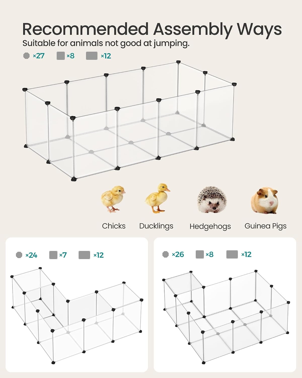 image:imageSONGMICS Pet Playpen 2Tier Steel Pen with RoofWhite