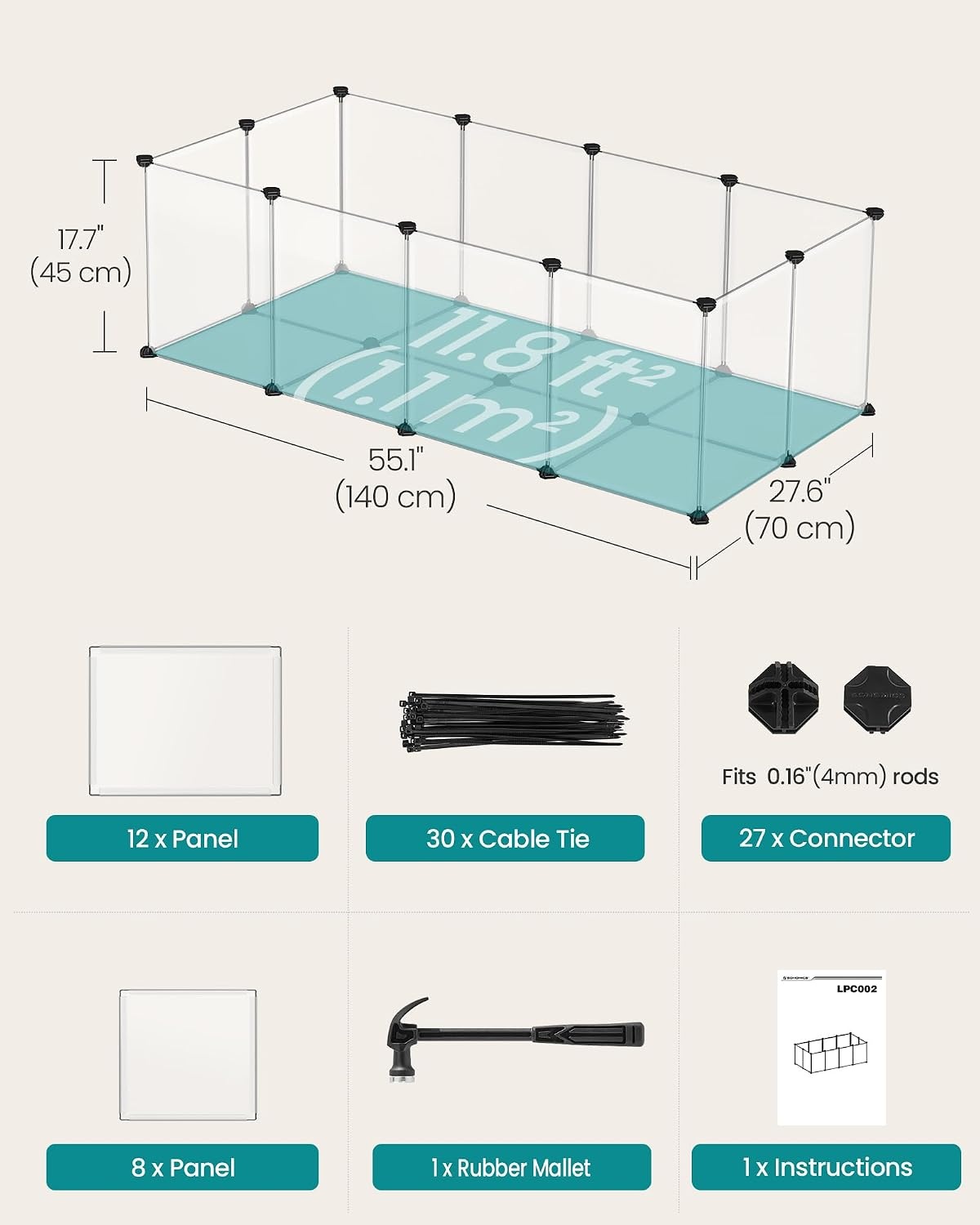 image:imageSONGMICS Pet Playpen 2Tier Steel Pen with RoofWhite