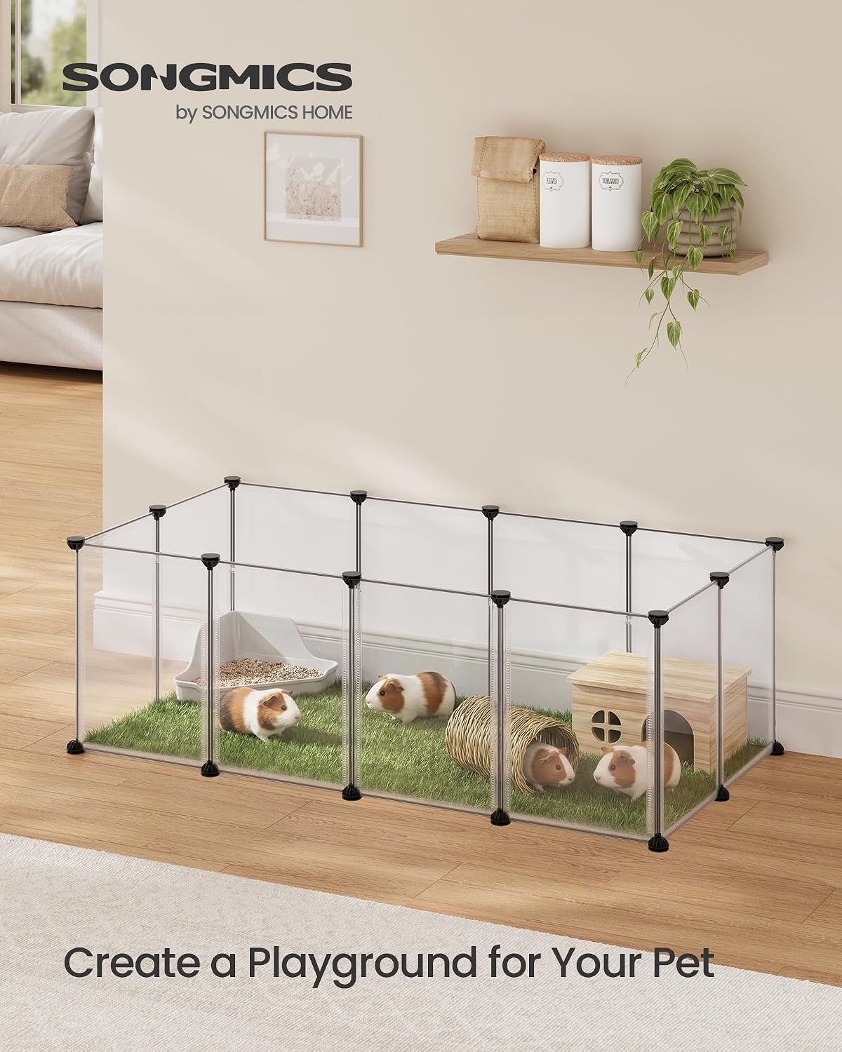 image:imageSONGMICS Pet Playpen 2Tier Steel Pen with RoofWhite