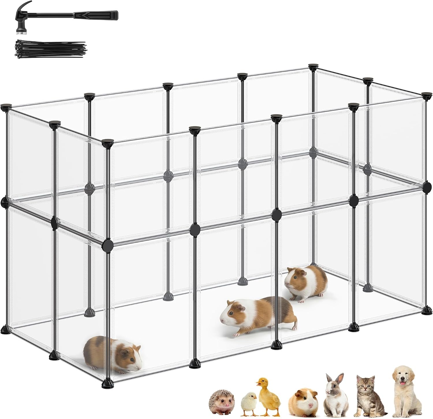 image:imageSONGMICS Pet Playpen 2Tier Steel Pen with RoofWhite