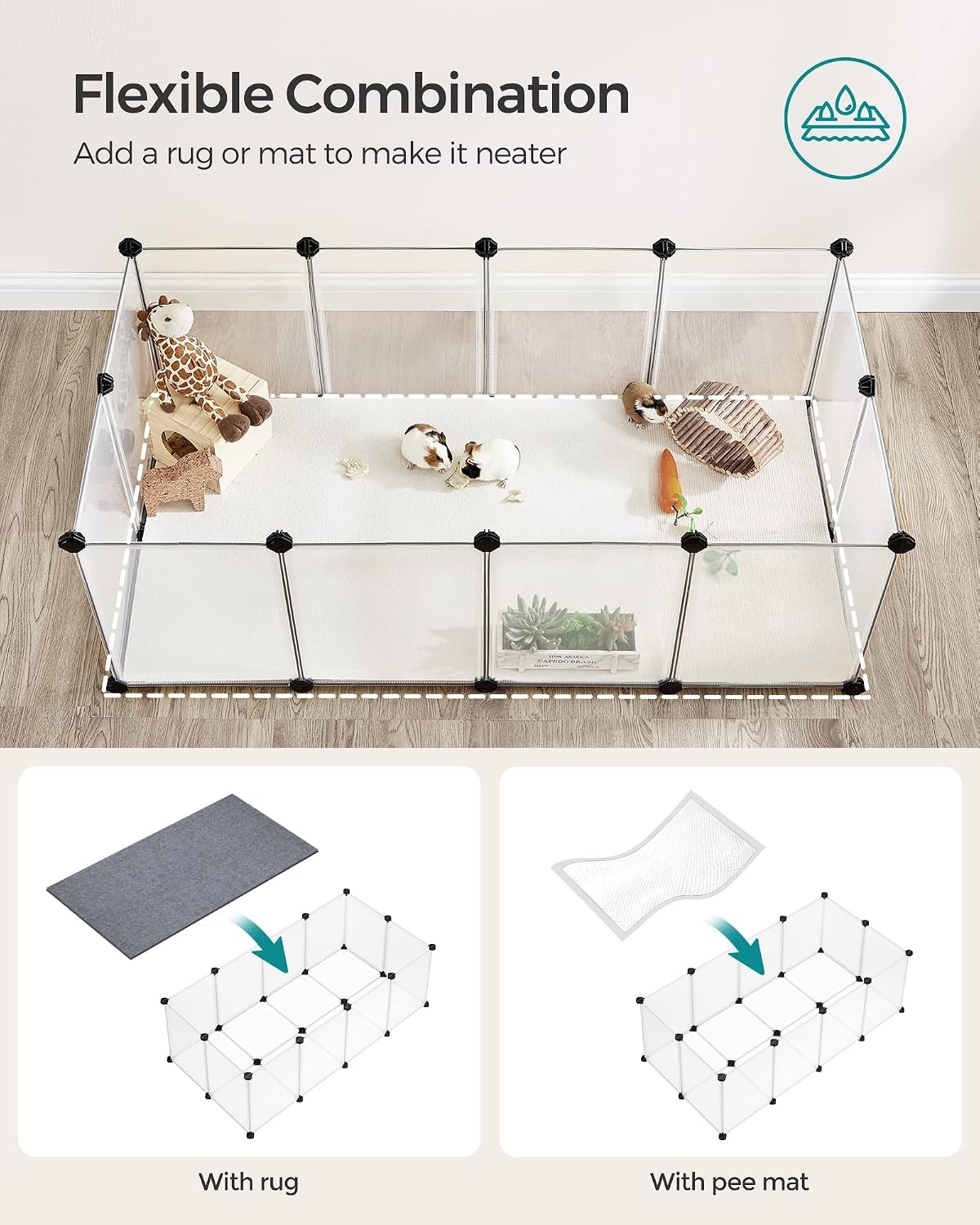 image:imageSONGMICS Pet Playpen 2Tier Steel Pen with RoofWhite