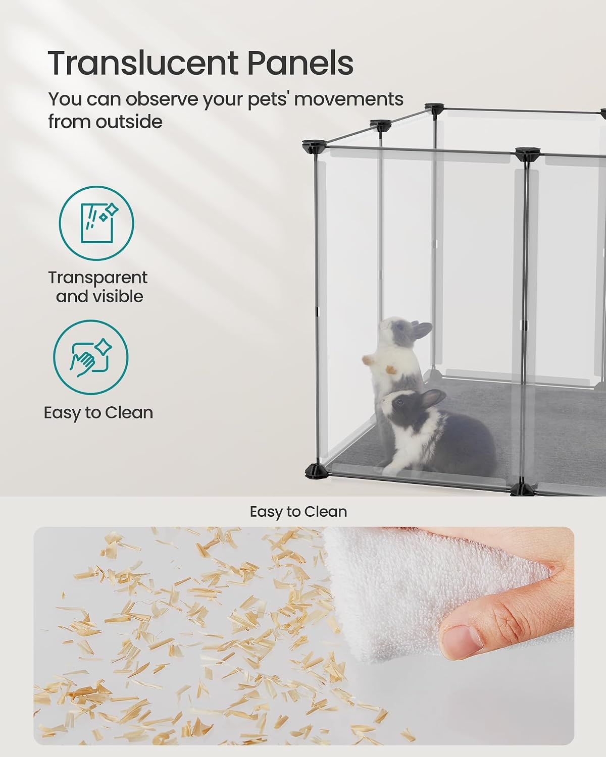 image:imageSONGMICS Pet Playpen 2Tier Steel Pen with RoofWhite