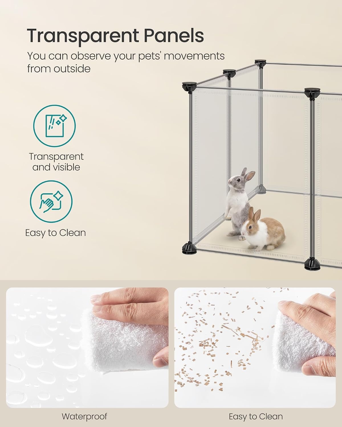 image:imageSONGMICS Pet Playpen 2Tier Steel Pen with RoofWhite