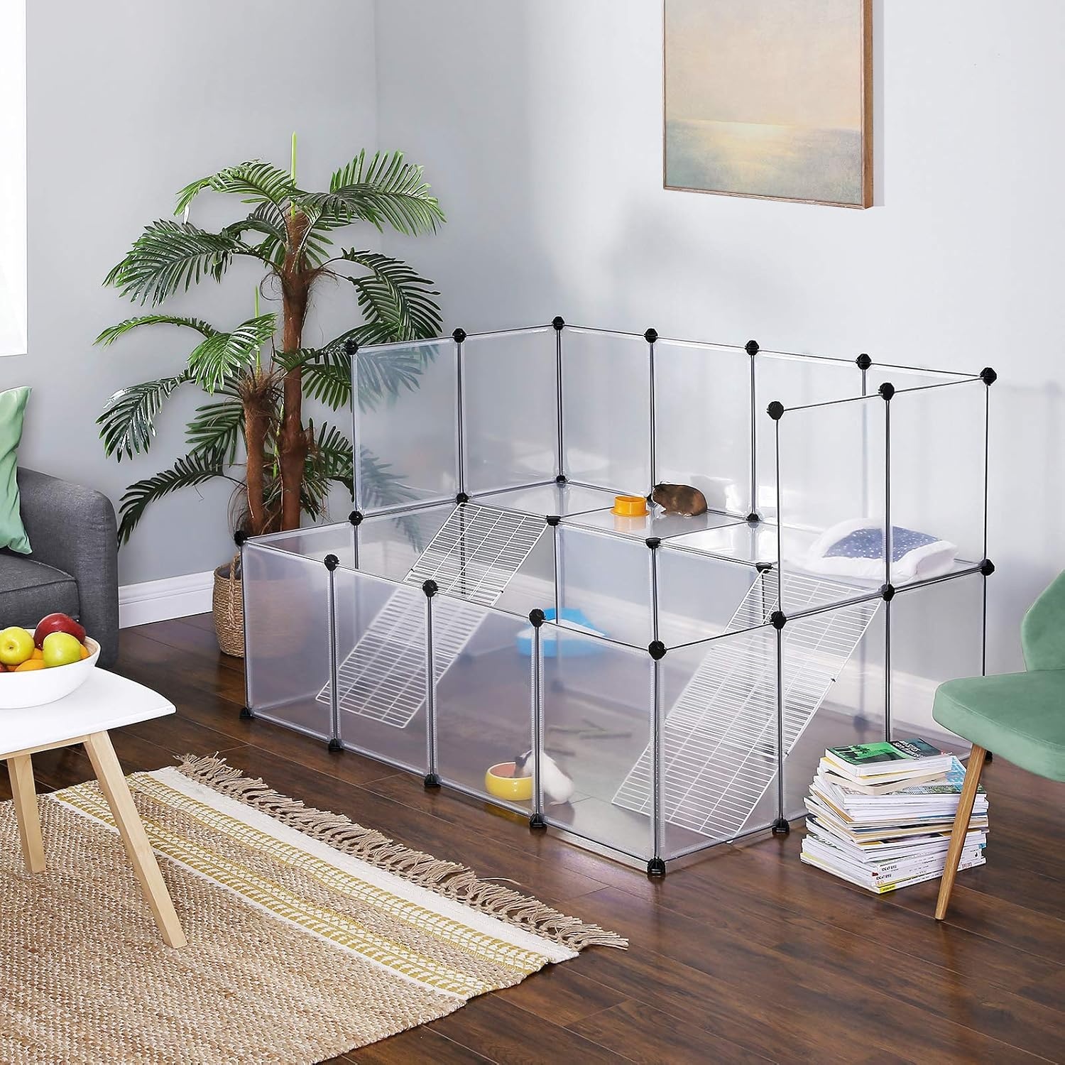image:imageSONGMICS Pet Playpen 2Tier Steel Pen with RoofWhite