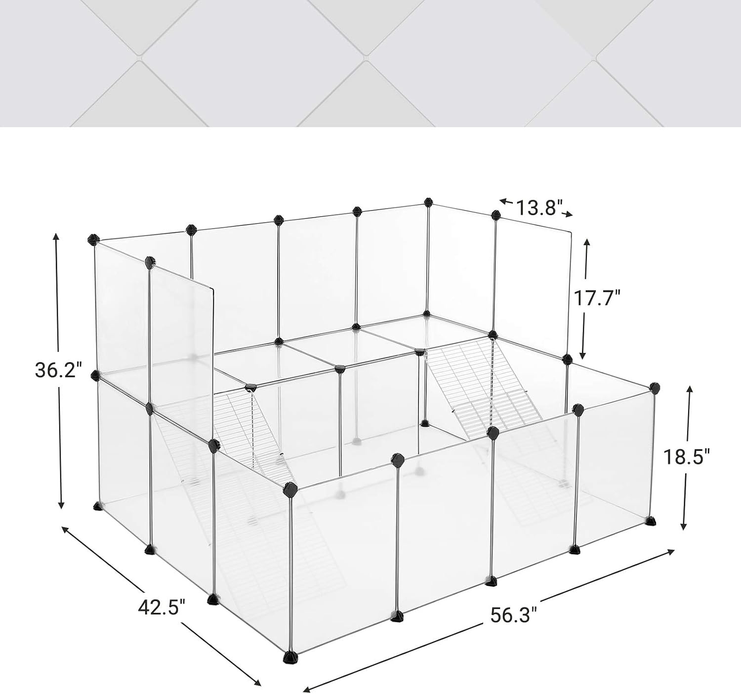 image:imageSONGMICS Pet Playpen 2Tier Steel Pen with RoofWhite