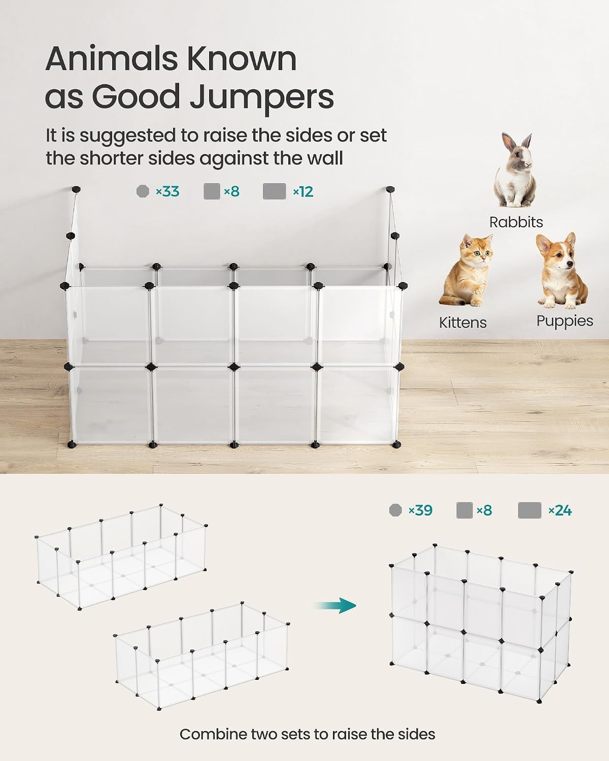 image:imageSONGMICS Pet Playpen 2Tier Steel Pen with RoofWhite