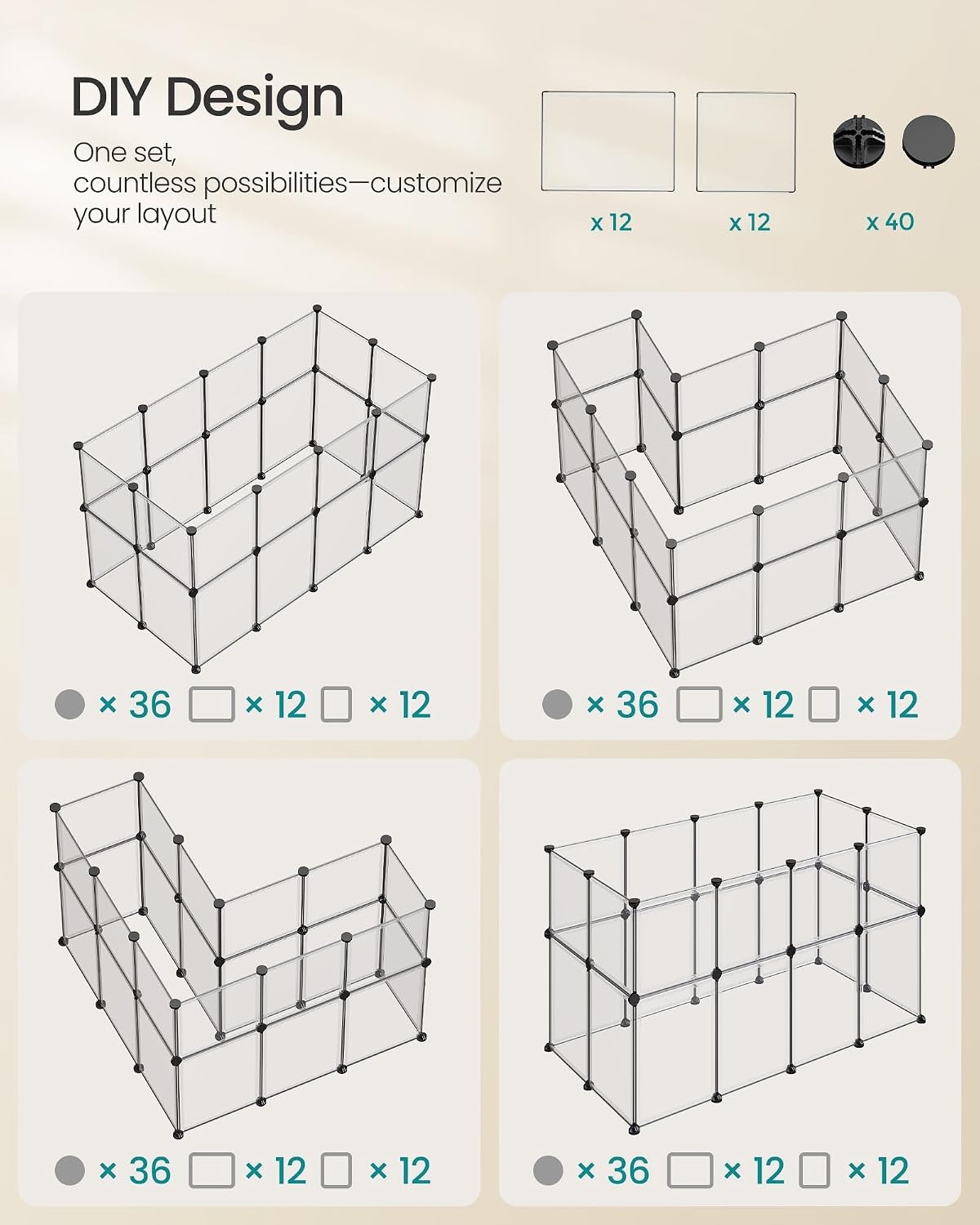 image:imageSONGMICS Pet Playpen 2Tier Steel Pen with RoofWhite