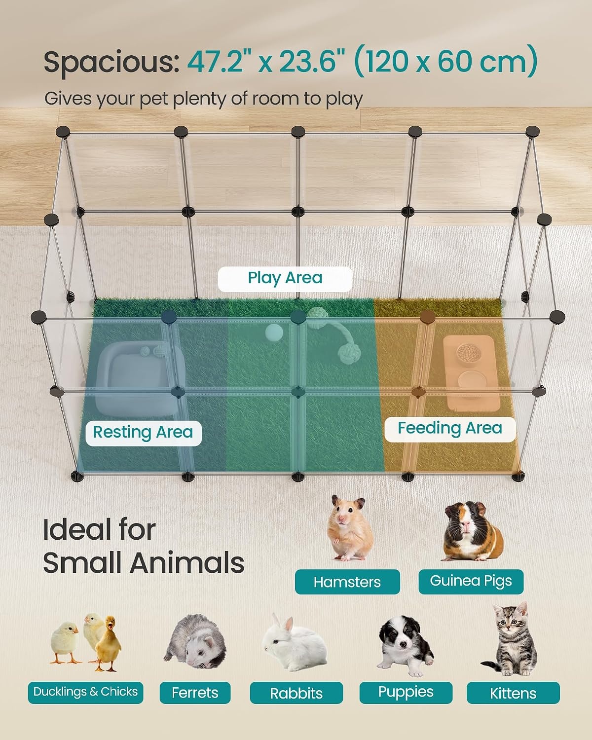 image:imageSONGMICS Pet Playpen 2Tier Steel Pen with RoofWhite
