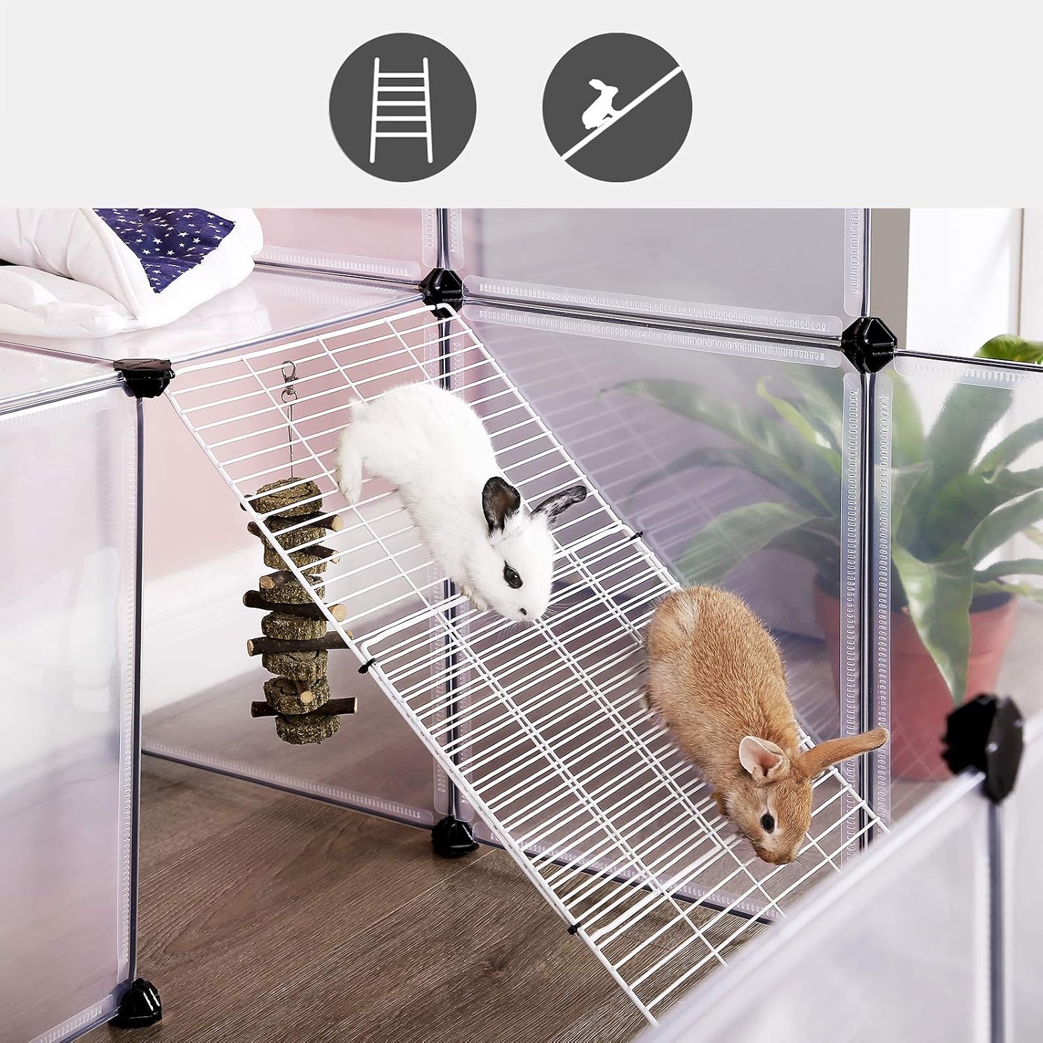 image:imageSONGMICS Pet Playpen 2Tier Steel Pen with RoofWhite