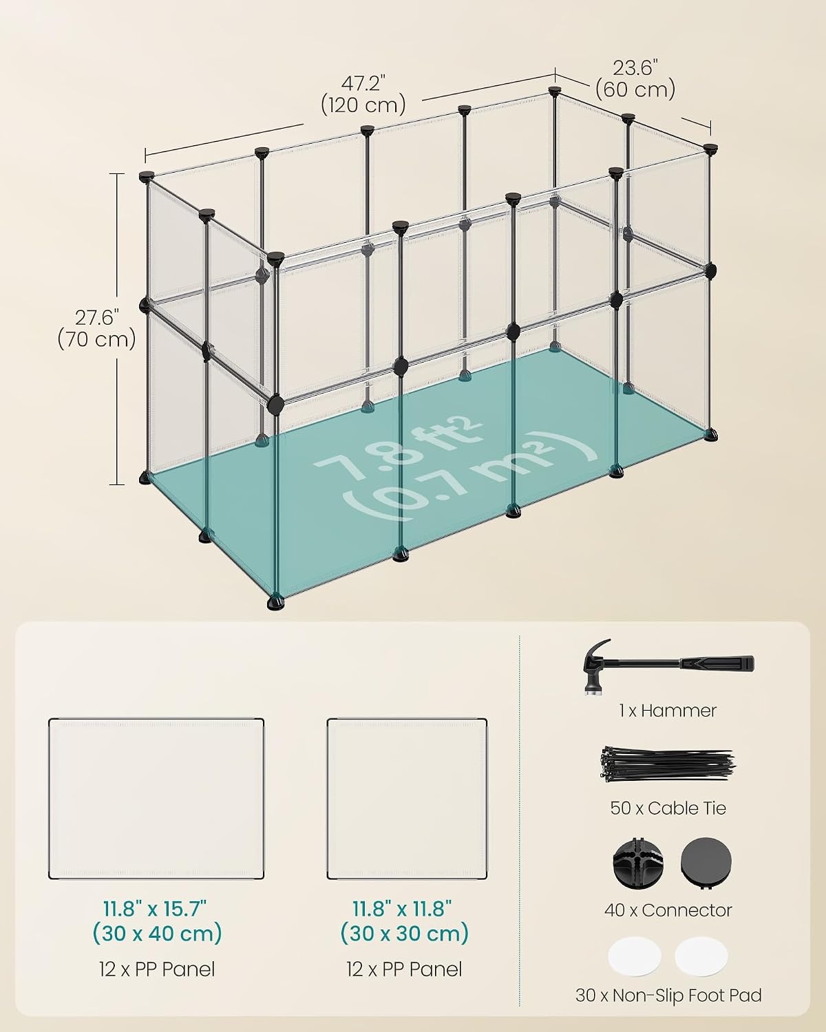 image:imageSONGMICS Pet Playpen 2Tier Steel Pen with RoofWhite